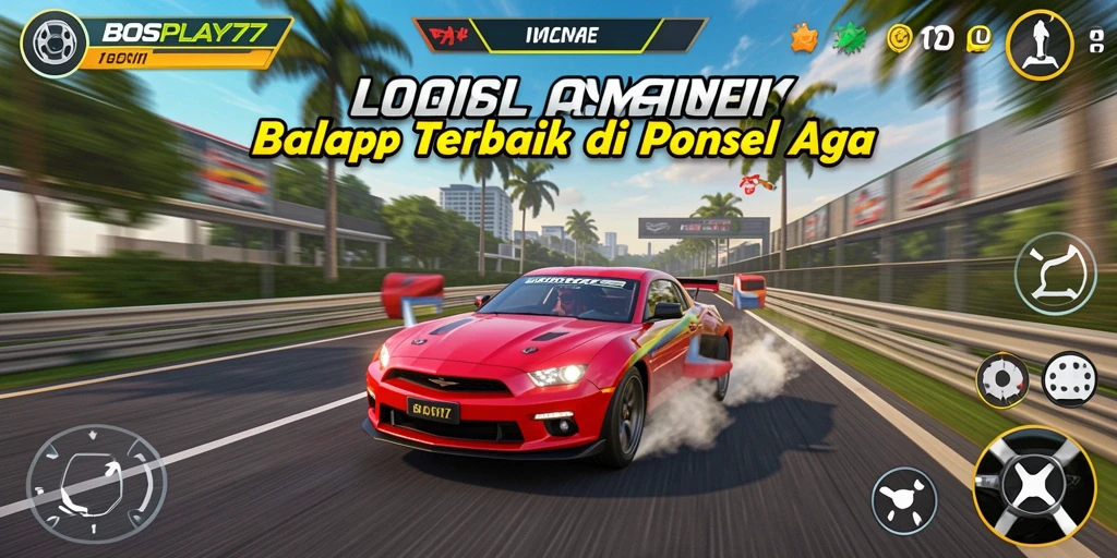 Screenshot tampilan gameplay balap mobil yang mendebarkan.
