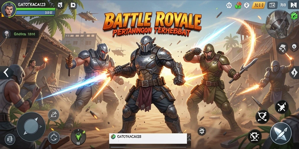 Screenshot utama menampilkan aksi seru di GATOTKACA123 saat bertempur.