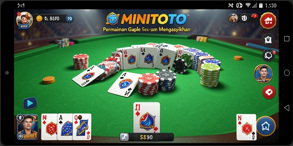 Tampilan gameplay Gaple yang seru dan interaktif di MINITOTO.