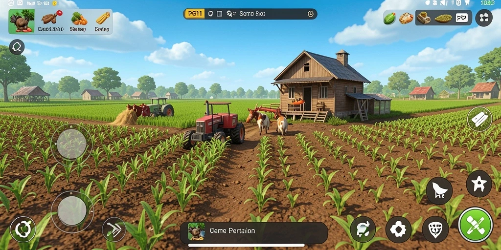 Tampilan gameplay PG11 yang menarik saat bertani di ladang.